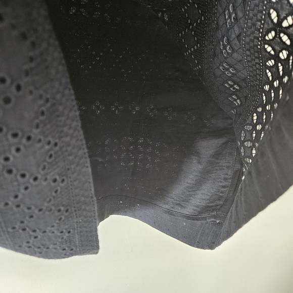 Madewell navy blue embroidered eyelet back tie lined dress size M - Picture 4 of 10